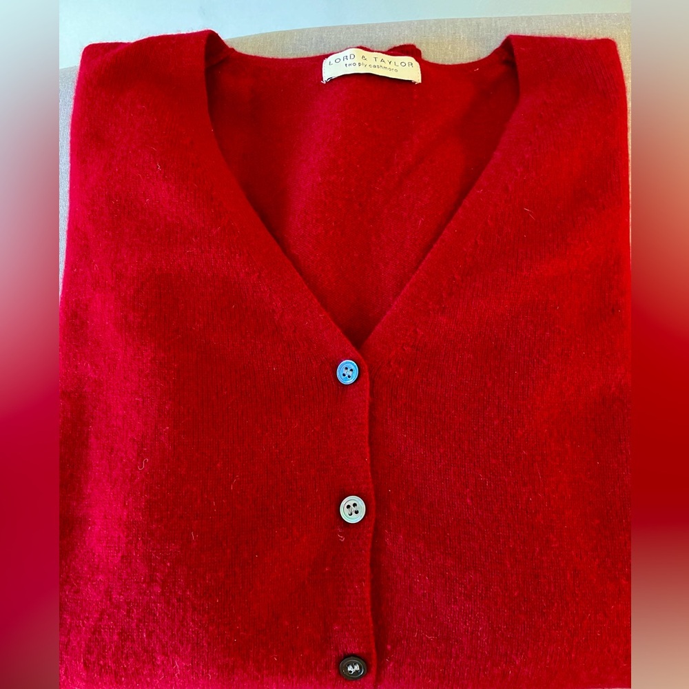 Red Cashmere Cardigan L